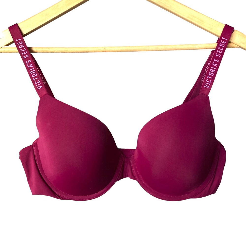 Victorias Secret Lightly Lined Bra 34D Demi Logo Strap Multiway Push Up Smooth